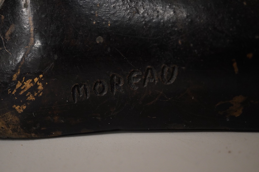 After Moreau, 20th century bronzed patinated bust of a girl, 70cm high